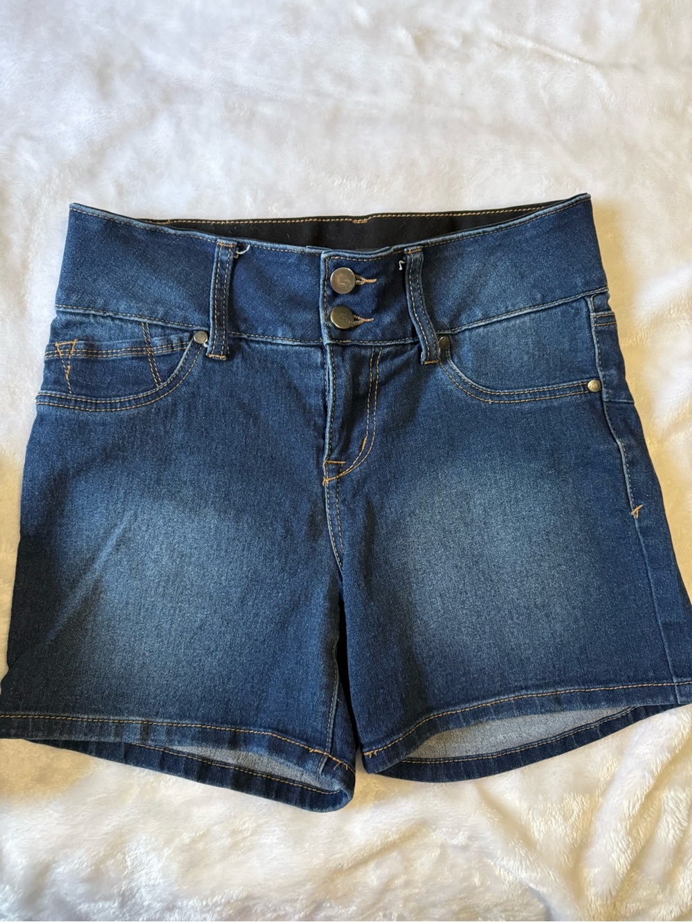 1822 Denim Dark Blue High-Rise Jean Shorts